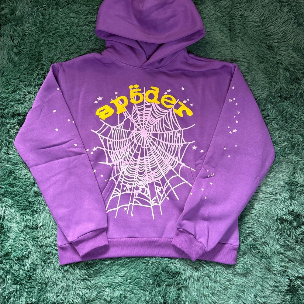 Purple Hoodie with Spider Web Design